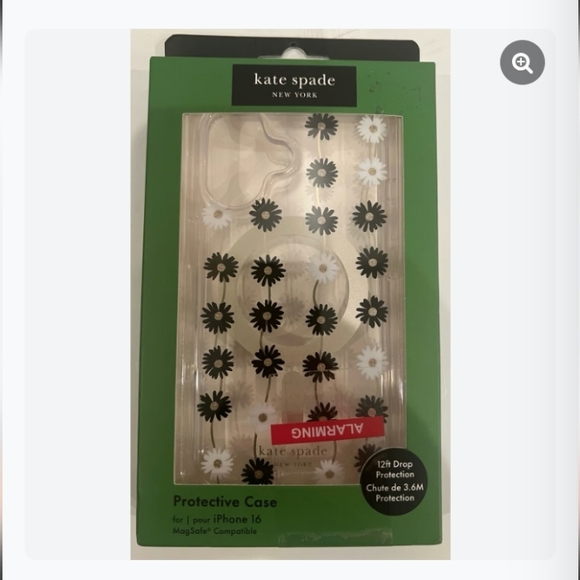 Kate♠️Spade -Floral Daisy iPhone 16 Case (Black/White 🖤🤍) - Picture 2 of 2